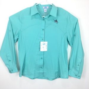 Guy Harvey Women Fishing Top Teal Mint Long Sleeve